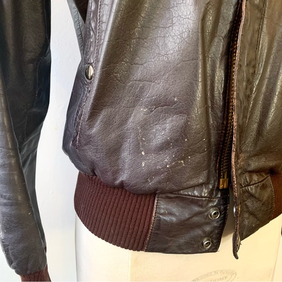 Vintage Leather Bomber cafe Racer Jacket - Picture 2 of 10